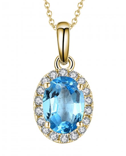 OVAL COLORED STONE DIAMOND PENDANT (VP406)
